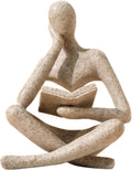 Beige Reading Thinker Sculpture