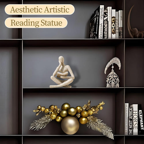 Beige Reading Thinker Sculpture